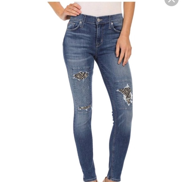 Hudson Midrise Nico Super Skinny Patch Ankle Jeans - Picture 3 of 8
